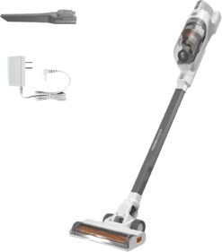 BLACK+DECKER POWERSERIES+ 20V MAX Cordless Stick Vacuum Cleaner with LED Floor Lights, Lightweight, Multi-Surface (BHFEA520J) , Gray