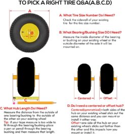 WEIZE 20x8.00-8 Tubeless Rear Tire with Wheel Assemblies, 3.5" Offset Hub, 3/4" Borehole with 3/16" Keyway, Replacement for Riding Lawn Mowers, 4 Ply, 965lbs Capacity, Set of 2