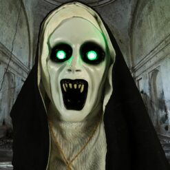 Haunted Hill Farm Lifesize Scary Talking Haunted Nun Halloween Prop with Touch Activated Lights and Sound, Poseable, Battery Operated Indoor or Covered Outdoor Creepy Halloween Decorations