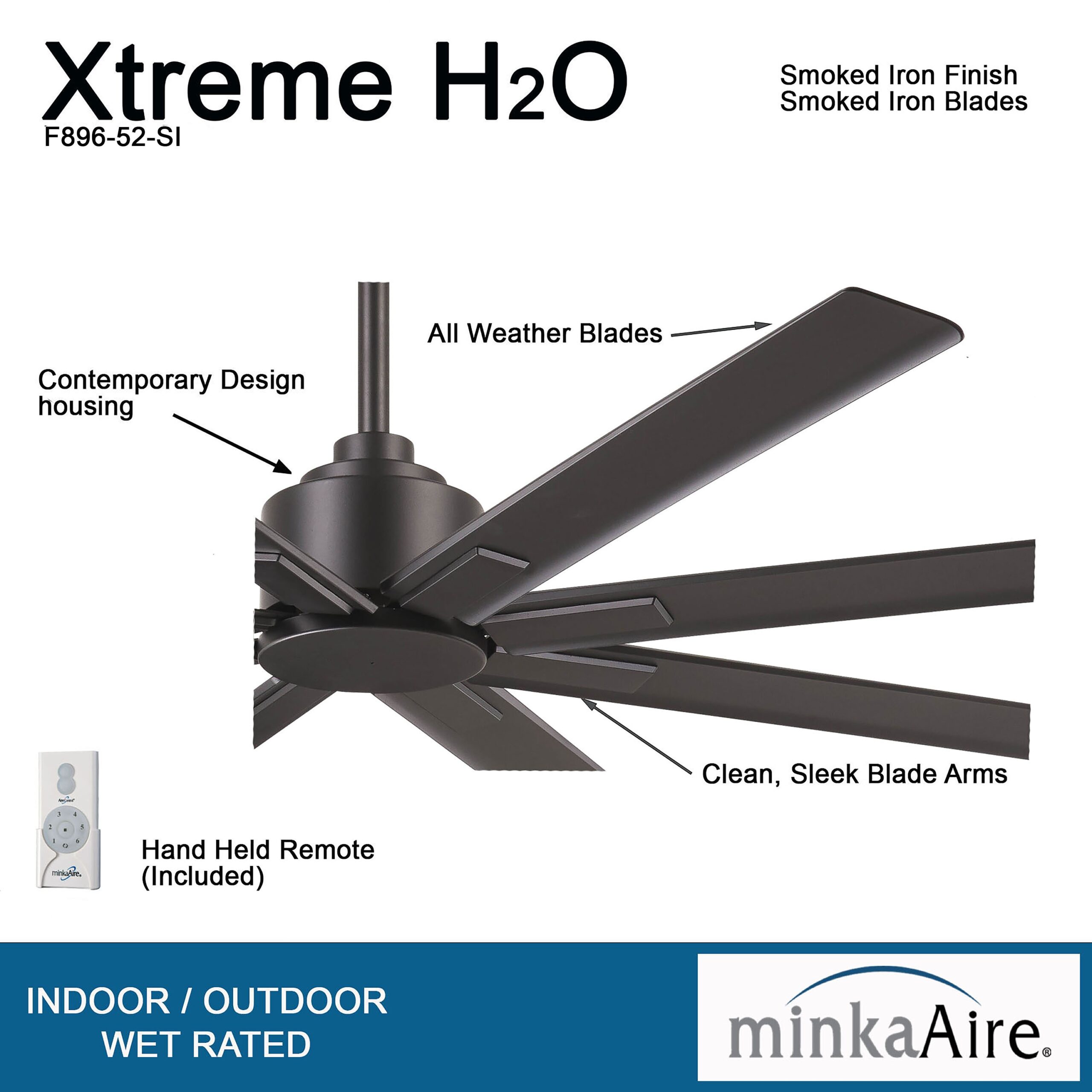 Minka Aire Xtreme H2O 52 52-in Outdoor Black with Black Blades Ceiling Fan Without Light 8 -Blade ) Minka Aire Xtreme H2O 52 52-in Outdoor Black with Black Blades Ceiling Fan Without Light 8 -Blade )