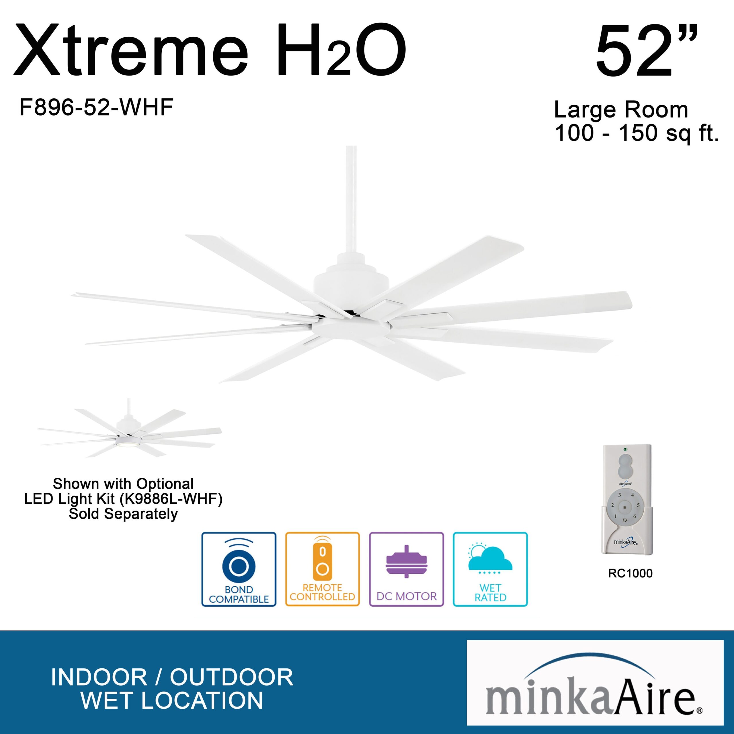 Minka Aire Xtreme H2O 52 52-in Outdoor Flat White with Flat White Blades Ceiling Fan Without Light 8 -Blade ) Minka Aire Xtreme H2O 52 52-in Outdoor Flat White with Flat White Blades Ceiling Fan Without Light 8 -Blade )