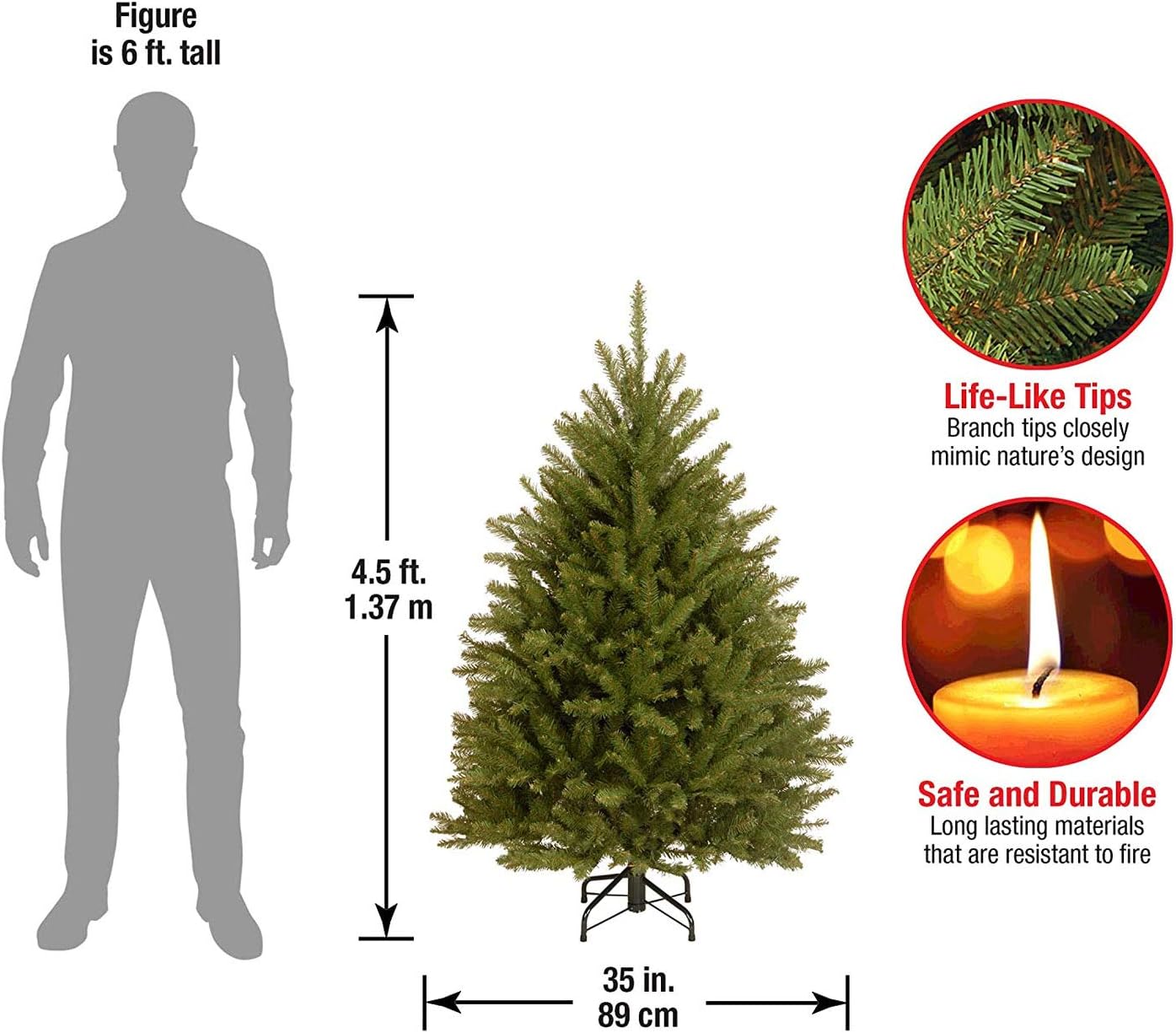 National Tree Company 4.5' Pre-Lit Slim Dunhill Fir Artificial Christmas Tree With Snow, Red Berries And Pine Cones Clear Lights